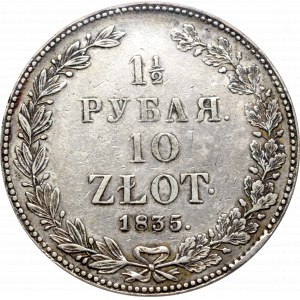 Zabór rosyjski, Mikołaj I, 1-1/2 rubla=10 złotych 1835 НГ, Petersburg - PCGS VF35