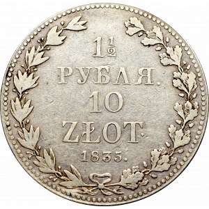 Zabór rosyjski, Mikołaj I, 1-1/2 rubla=10 złotych 1835 MW, Warszawa - rzadkie