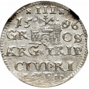Zygmunt III Waza, Trojak 1596, Ryga - nieopisana przebitka 6/9 NGC AU58