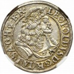 Śląsk pod panowaniem Habsburgów, Leopold I, 6 Krajcarów 1677 CB, Brzeg - NGC MS65
