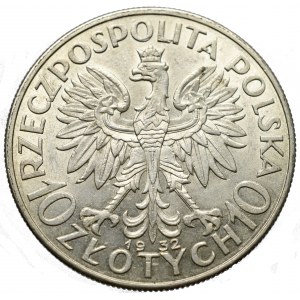 II Rzeczpospolita, 10 złotych 1932 BZM Głowa kobiety