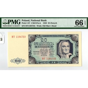 PRL, 20 złotych 1948 HT - PMG 66EPQ