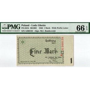 Lodz Ghetto, 1 mark 1940 Ser. A 6 figures - PMG 66EPQ
