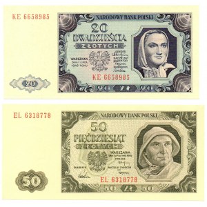 PRL, zestaw 20 złotych 1948 KE i 50 złotych 1948 EL