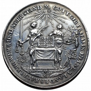 Niemcy, Johann Reteke, Naśladownictwo medalu na pokój westfalski autorstwa Dadlera, Hamburg po 1651