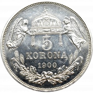 Hungary, Franz Joseph, 5 corona 1900, Kremnitz - restrike