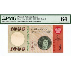 PRL, 1000 złotych 1965 F - PMG 64