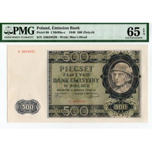 Generalne Gubernatorstwo, 500 złotych 1940 A - PMG 65EPQ