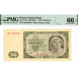 PRL, 50 złotych 1948 DH - PMG 66EPQ