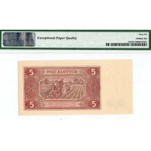 PRL, 5 złotych 1948 BK - PMG 66EPQ