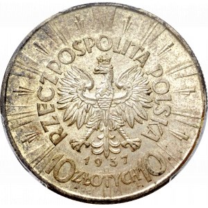 II Rzeczpospolita, 10 Zloty 1937, Piłsudski - PCGS MS62