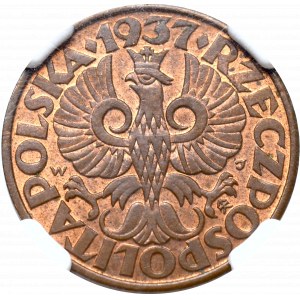II Republic of Poland, 5 groschen 1937 - NGC MS63 RB