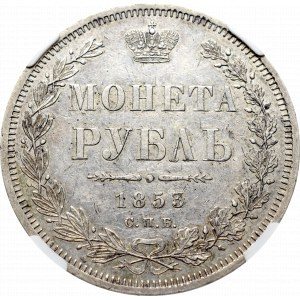 Russia, Nicholas I, Rouble 1853 HI - NGC AU50