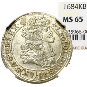 Hundary, Leopold I, 15 kreuzer 1684 - NGC MS65