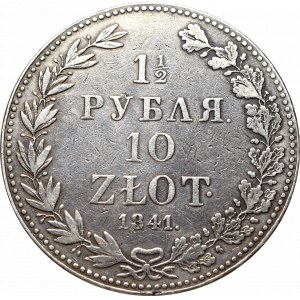 Zabór rosyjski, Mikołaj I, 1-1/2 rubla=10 złotych 1841 MW, Warszawa - rzadki