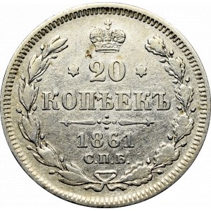 Rosja, Aleksander II, 20 kopiejek 1861 - bez inicjałów mincmistrza