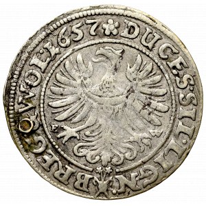 Śląsk, Księstwo Legnicko-Brzesko-Wołowskie, Jerzy, Ludwik i Chrystian, 3 Krajcary 1657 EW, Brzeg