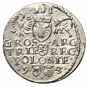 Zygmunt III Waza, Trojak 1593, Olkusz - rzadki znak Topór na rewersie