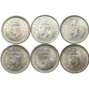 India, set 1 rupee 1941-1944 ( 6 pcs)