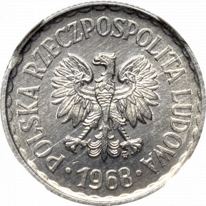 PRL, 1 złoty 1968 - rzadki - NGC MS65