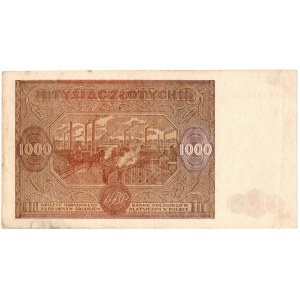 PRL, 1000 złotych 1946 Wb. - bardzo rzadki, seria zastępcza z kropką