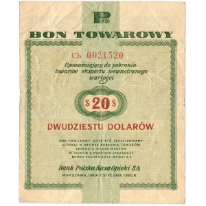 Pewex, 20 dolarów 1960 Dh - z klauzulą
