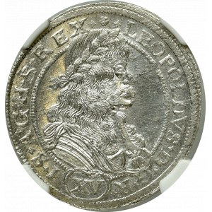Śląsk pod panowaniem Habsburgów, Leopold I, 15 krajcarów 1675, Wrocław - NGC MS64