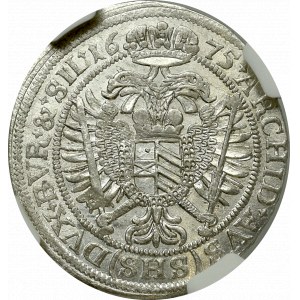 Śląsk pod panowaniem Habsburgów, Leopold I, 15 krajcarów 1675, Wrocław - NGC MS64