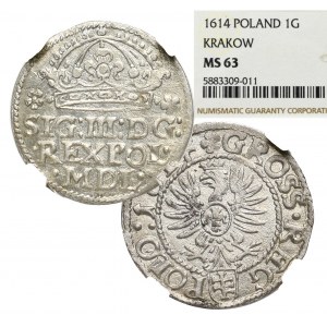 Sigismund III, Groschen 1614, Cracow - NGC MS63