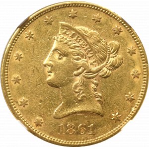 USA, 10 dollars 1861 - NGC AU53