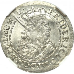 Germany, Preussen, Friedrich III, 18 groschen 1698, Königsberg - NGC MS64