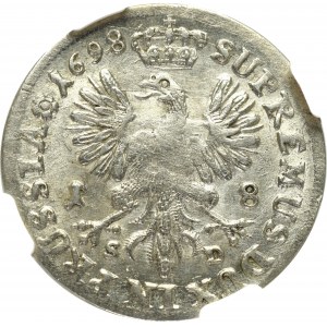 Germany, Preussen, Friedrich III, 18 groschen 1698, Königsberg - NGC MS64
