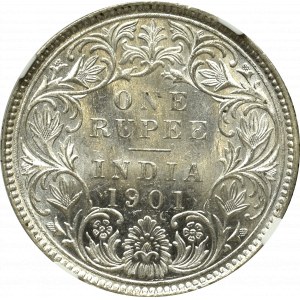 Indie brytyjskie, 1 Rupia 1901, Bombay - NGC MS62