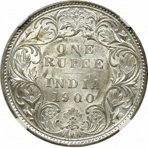 Indie brytyjskie, 1 Rupia 1900, Bombay - NGC MS62