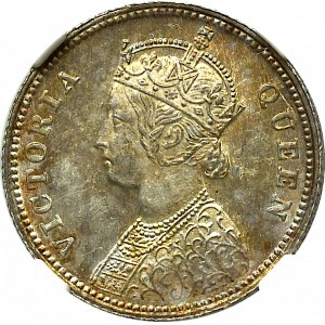 Indie Brytyjskie, 1/4 rupii 1862, Kalkuta - NGC MS63