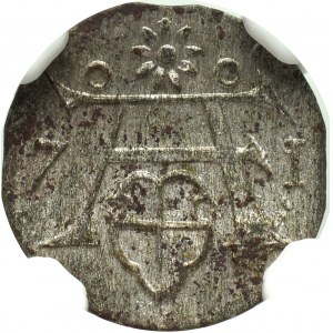 Prusy Książęce, Albrecht Fryderyk, Denar 1571, Królewiec - NGC MS62