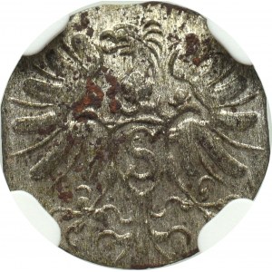 Prusy Książęce, Albrecht Fryderyk, Denar 1571, Królewiec - NGC MS62