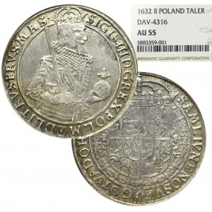 Sigismund III, Thaler 1632, Bromberg - NGC AU55
