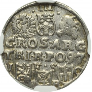 Sigismund III, 3 groschen 1597, Bromberg - NGC MS64