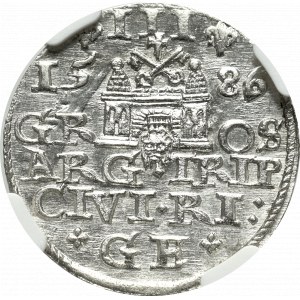 Stephan Bathory, 3 groschen 1586, Riga - NGC MS64