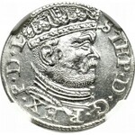 Stefan Batory, Trojak 1586, Ryga - NIEOPISANE POPIERSIE NGC MS64