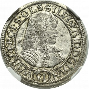 Schlesien, Duchy of Oels, Silvius Friedrich, 6 kreuzer 1674 - NGC MS65