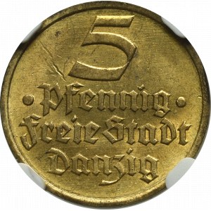 Wolne Miasto Gdańsk, 5 fenigów 1932 Flądra - NGC MS64