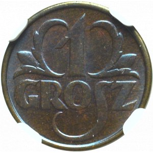 II Rzeczpospolita, 1 grosz 1934 - NGC MS65 BN