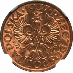 II Rzeczpospolita, 2 grosze 1937 - NGC MS65 RD