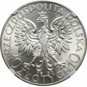 II Rzeczpospolita, 10 złotych 1932 ZZM Głowa Kobiety - NGC MS63