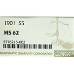 USA, 5 dollars 1901 - NGC MS62