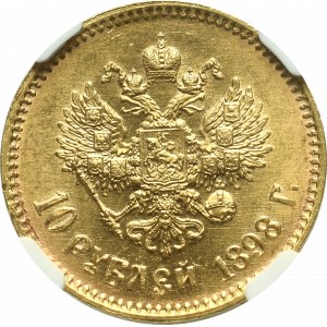 Russia, Nicholas II, 10 rouble 1898 АГ - NGC MS62
