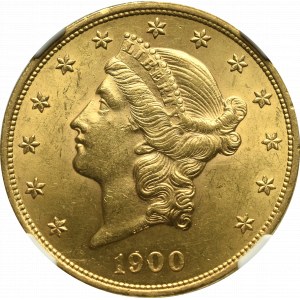 USA, 20 dolarów 1900 Filadelfia - NGC MS61