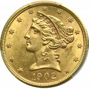 USA, 5 dolarów 1902 San Francisco - PCGS MS62